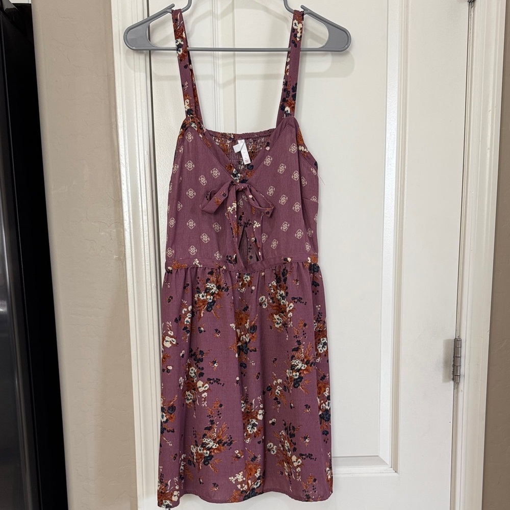 Xhilaration Women's Floral Mini Dress in Purple and Orange L / G6